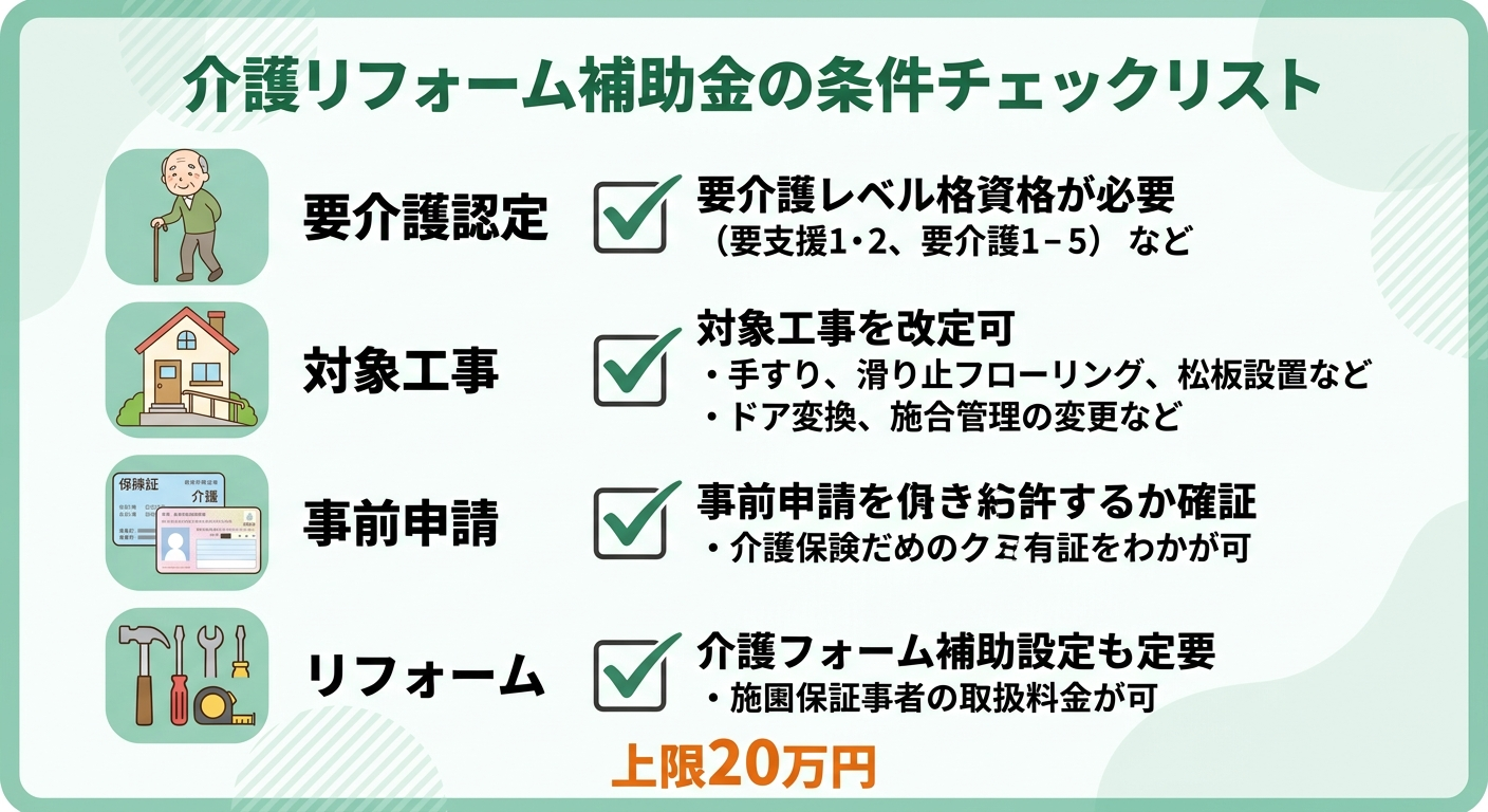 介護リフォーム補助金の条件一覧2026｜対象者・対象工事・申請の流れをわかりやすく解説