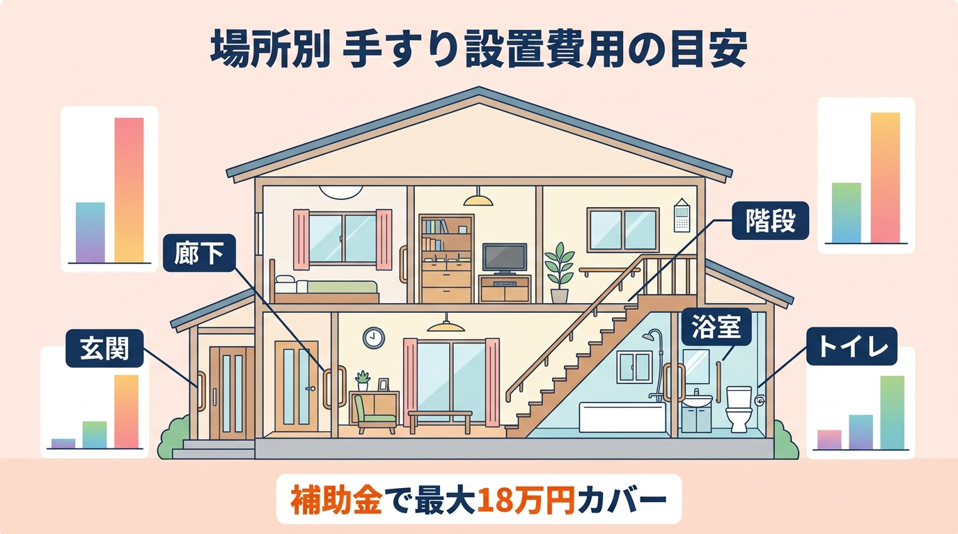 介護リフォーム 手すり設置の費用はいくら？2026年版｜場所別の工事単価と補助金で自己負担を抑えるコツ