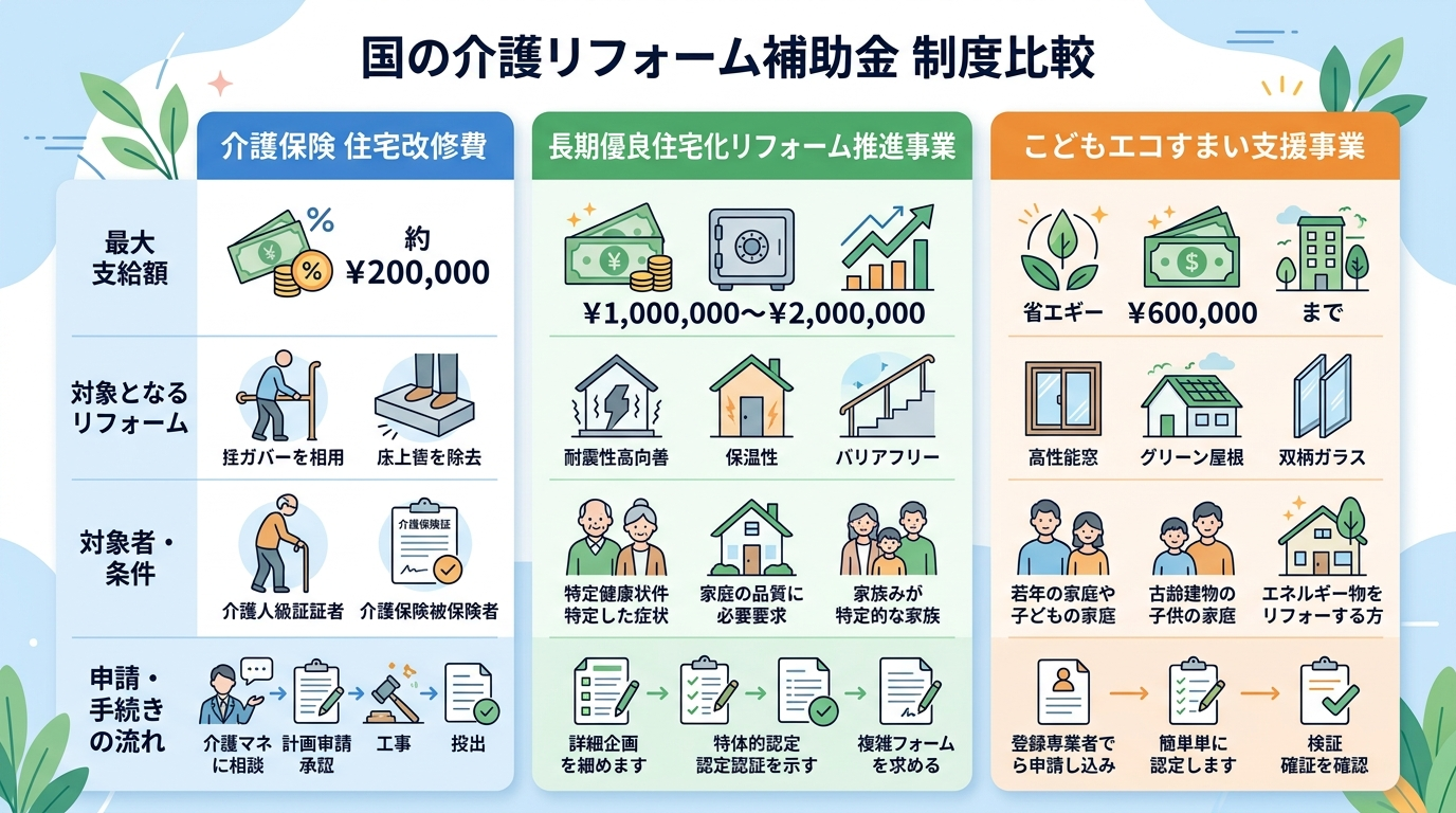 介護リフォーム 補助金は国からいくら出る？2026年版｜制度別の支給額・対象工事・申請先を総整理