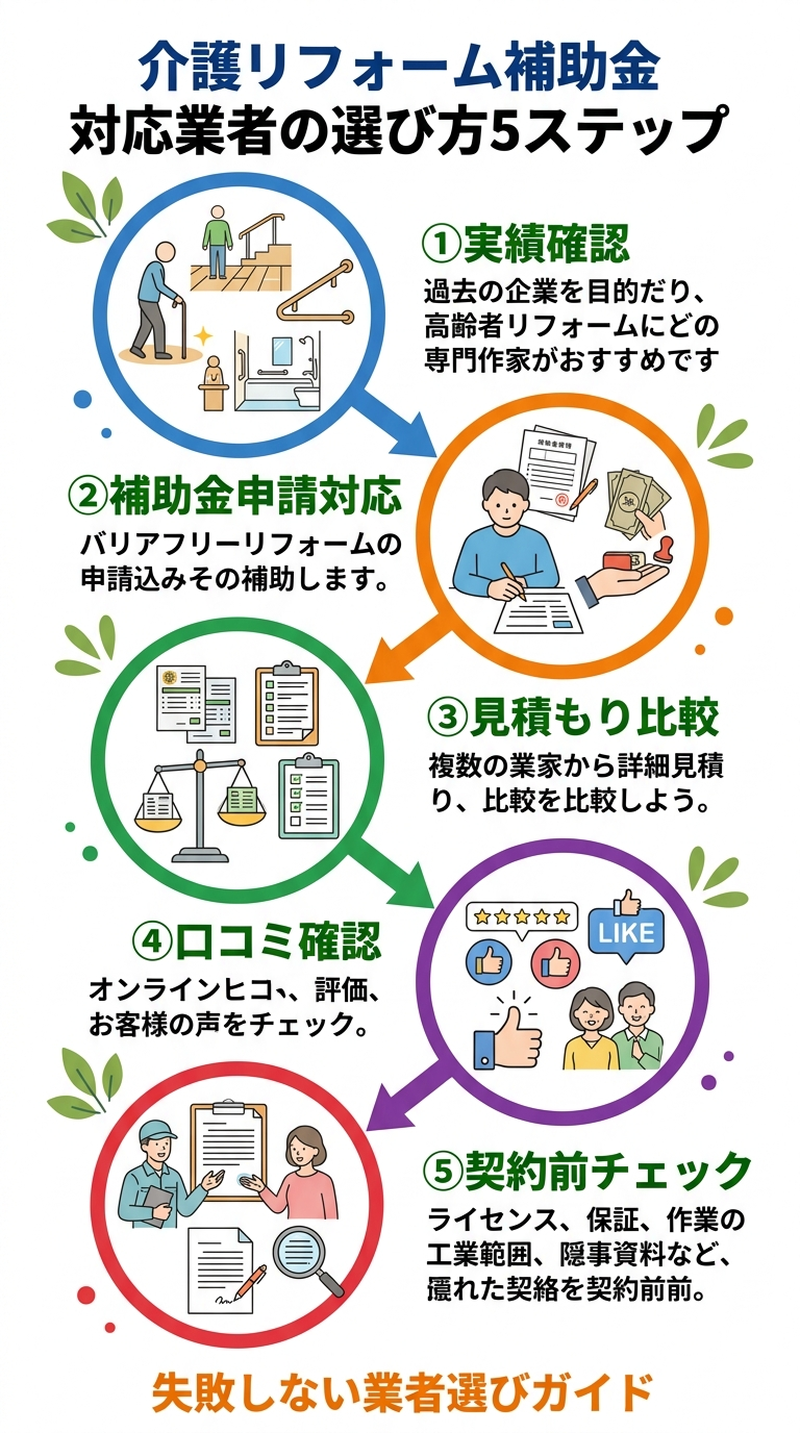 介護リフォーム 補助金の対象業者の探し方2026｜見積もり比較から補助金申請代行まで失敗しない業者選び完全ガイド