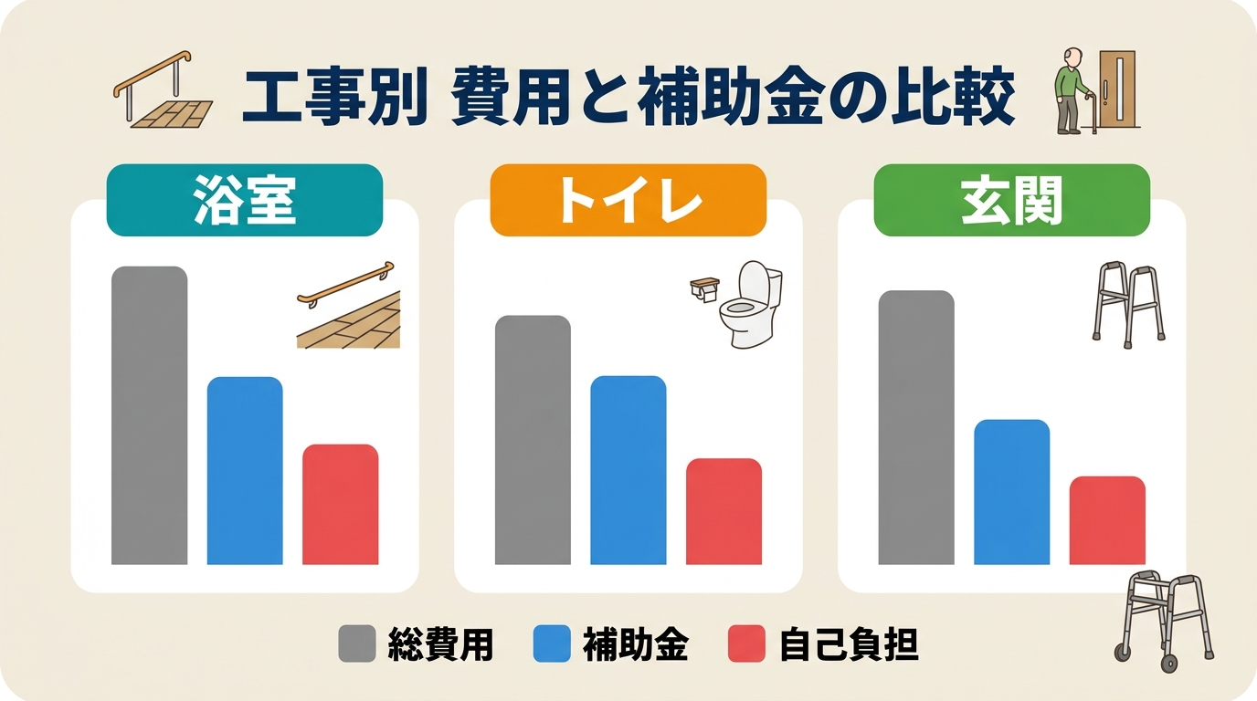 介護リフォーム 補助金の対象工事と費用2026|浴室・トイレ・玄関の工事別に補助額・自己負担・申請の流れを完全解説