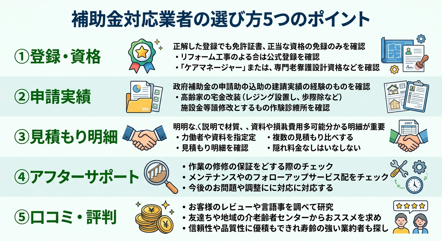 介護リフォーム 補助金の対象業者の選び方2026｜申請代行・見積もり対応の優良業者を見分けるチェックリスト