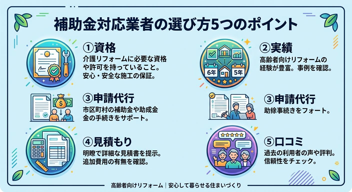 介護リフォーム 補助金の対象業者の見つけ方2026｜見積もり比較・補助金申請代行に強い業者を選ぶ実践ガイド
