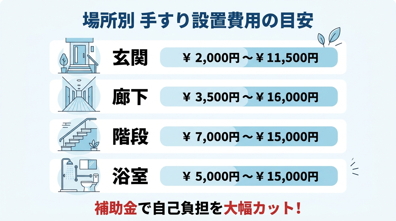 介護リフォーム 玄関・廊下・階段の手すり費用2026｜場所別の工事単価と補助金で自己負担を半額以下にする方法