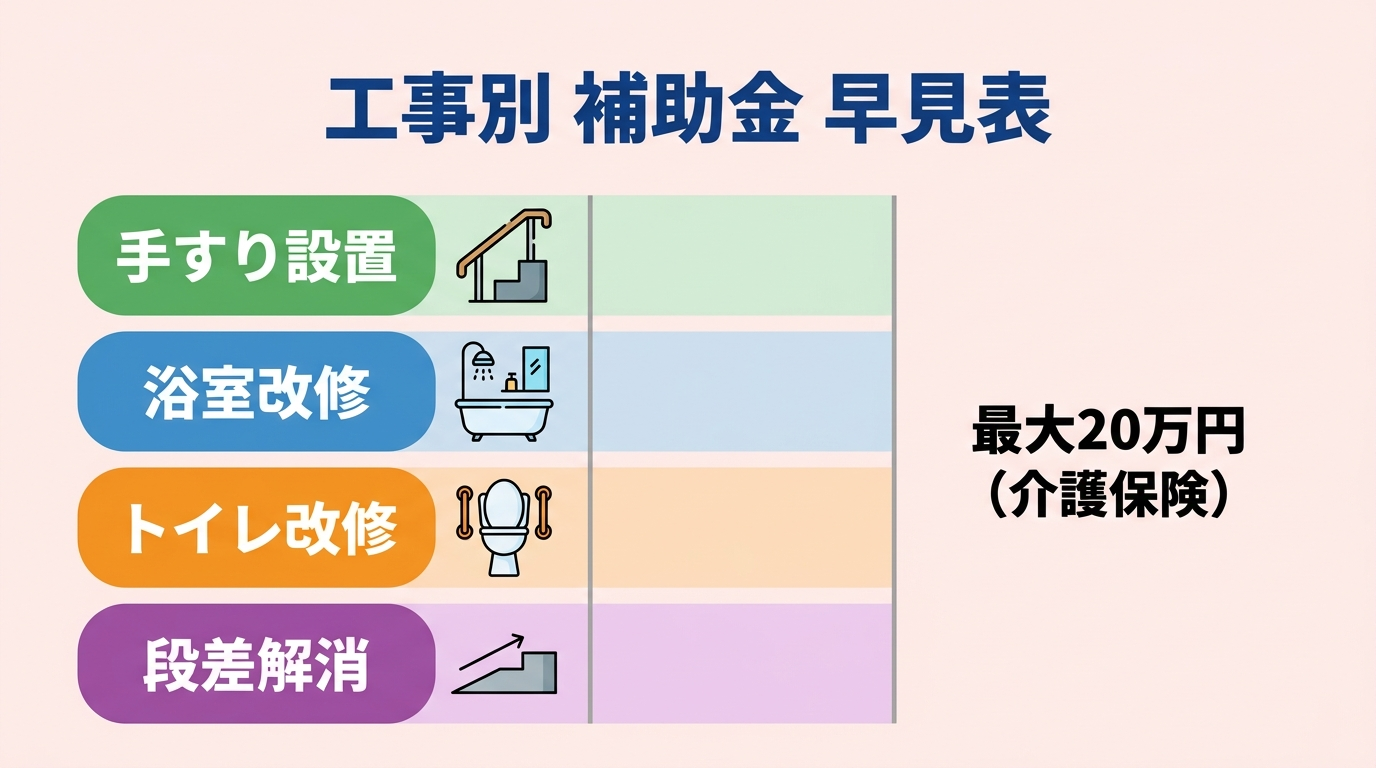 介護リフォーム 補助金でいくらもらえる？2026年版｜工事別の支給額早見表と申請前に知るべき3つの注意点